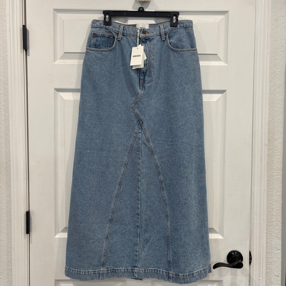NWT Nanushka Light Blue Deconstructed Denim Skirt